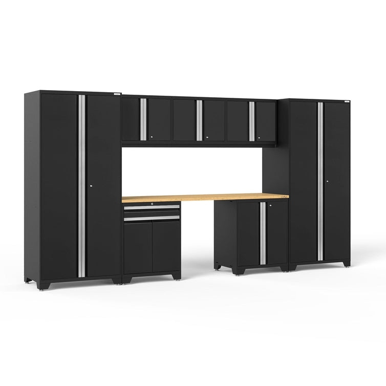 NewAge Pro Series 8 Piece Cabinet Set With Wall, Base, Multi-Function Cabinet, Lockers and 84 in. Worktop