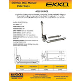 EKKO A25S Stainless Steel Manual Pallet Jack 5500lbs., Capacity