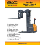 EKKO ER15 Walkie Reach Truck 3300 lb Cap., 177" Height, Side Shift