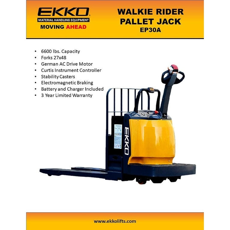 EKKO EP30A Rider Pallet Jack 6600lbs. Capacity