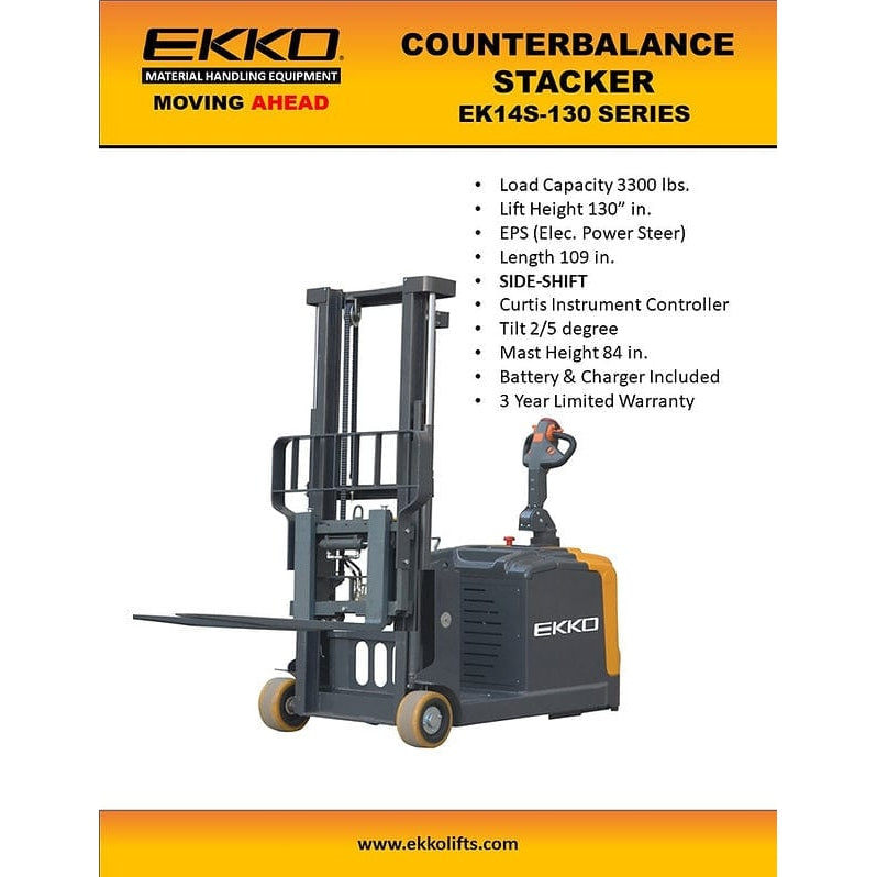 EKKO EK14S-130 Counterbalanced Walkie Stacker SIDE-SHIFTING