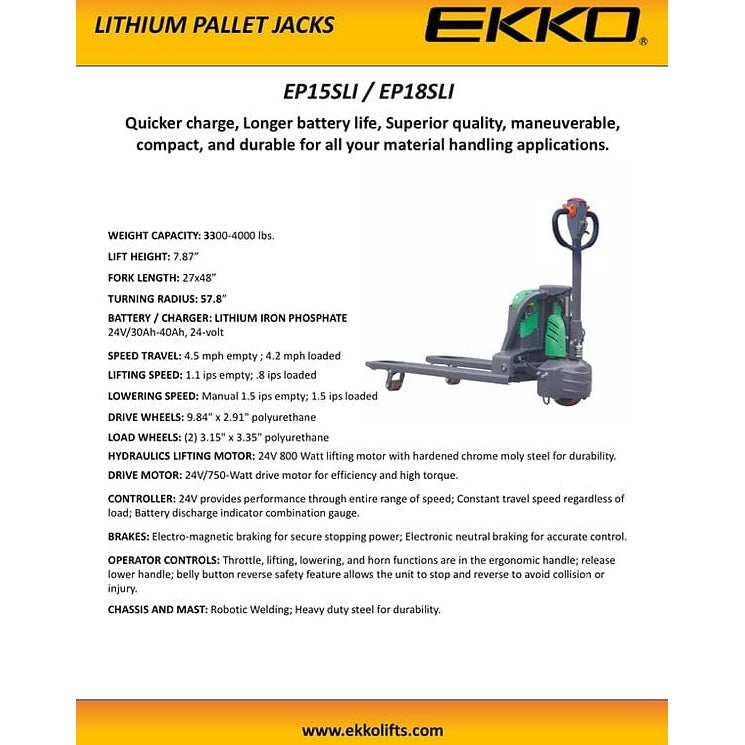 EKKO EP15SLI Pallet Jack 3300 lb Capacity