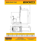 EKKO EH15TH Moving Mast Walkie Reach Truck 3300 lb Cap., 216" Height