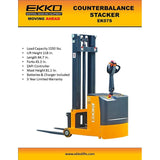 EKKO EK07S Counterbalance Walkie Stacker 1550lbs. Cap., 118" Height