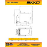 EKKO EA15C Semi-Electric Fork-Over Stacker 3300lbs. Cap., 119.3" Height