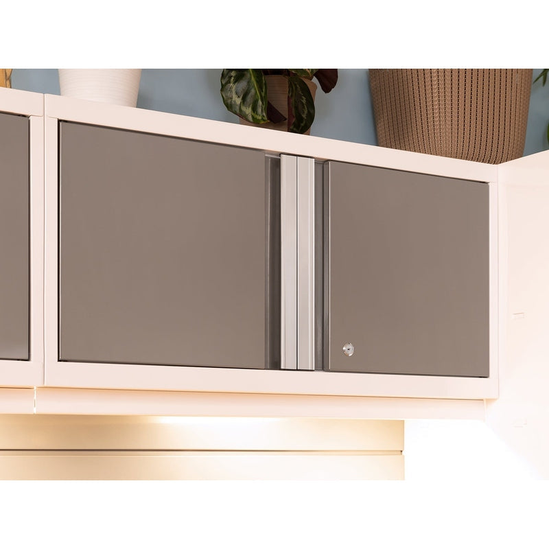 NewAge Bold Series 3 Piece Cabinet Set With Slatwall, Wall Cabinets and 72 in. Display Shelf