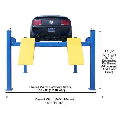 Atlas 414 14,000 LB 4-Post Lift + RJ8 Jacks Combo