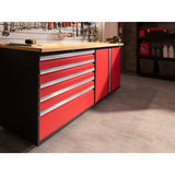 NewAge Pro Series 9 Piece Cabinet Set With Wall, Base, Tool Drawer Cabinet, 56 in. Integrated Shelf and 112 in. Worktop