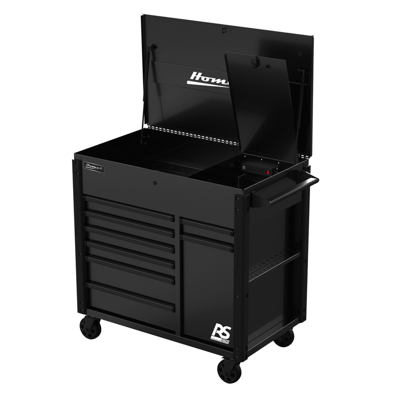 Homak | 44” RS Pro Series 8 Drawer Flip Top Power Service Cart