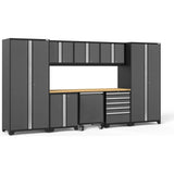 NewAge Pro 3.0 Series 9-Piece Cabinet Set With Wall, Base, Tool Drawer Cabinet, Lockers, Utility Cart and 84 in. Worktop