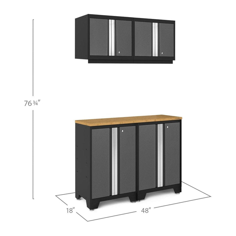 NewAge Bold Series 5 Piece Cabinet Set With Base, Wall Cabinet and Worktop