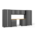 NewAge Pro Series 8 Piece Cabinet Set With Wall, Base, Multi-Function Cabinet, Lockers and 84 in. Worktop