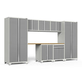 NewAge Pro Series 8 Piece Cabinet Set With Wall, Base, Multi-Function Cabinet, Lockers and 84 in. Worktop