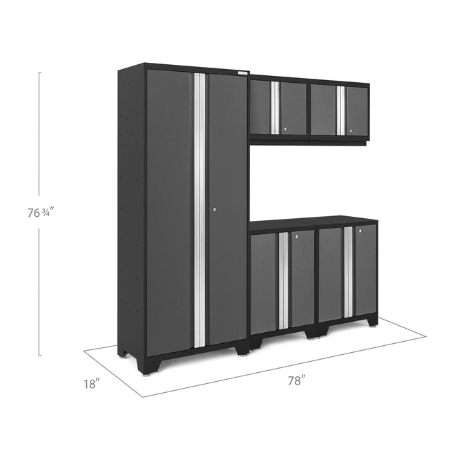 NewAge Bold Series 5 Piece Cabinet Set With Base, Wall Cabinets and 30 in. Locker