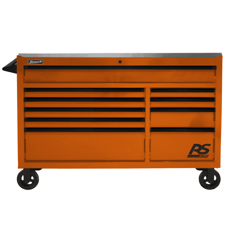 Homak | 54" RS Pro 10 Drawer Rolling Cabinet with Stainless Steel Top