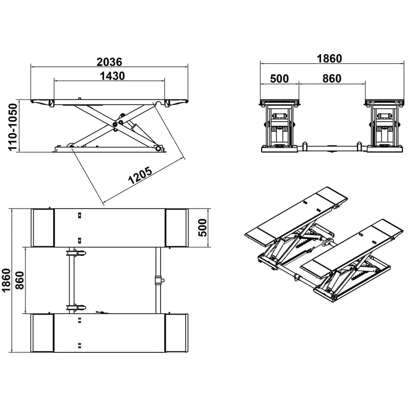 Katool KT-X80-PNEUMATIC Mid Rise Scissor Lift