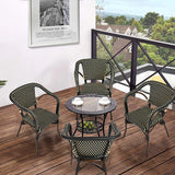 Outdoor Rattan Wicker Chair Set of 4 Stackable Arm Chairs with Aluminum Frame Patio Dining Chair for Backyard Porch Garden, Black/Cream