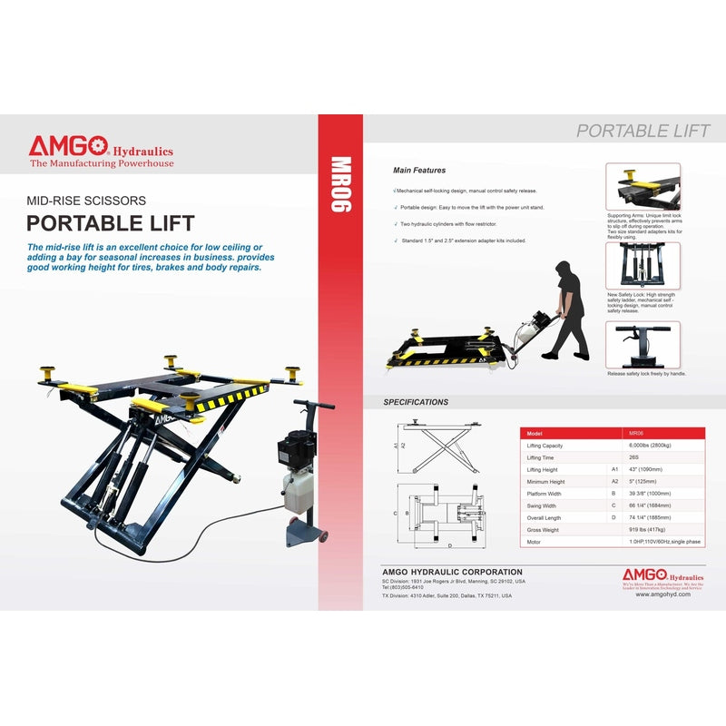 AMGO MR06 6,000 lbs Portable Scissor Lift