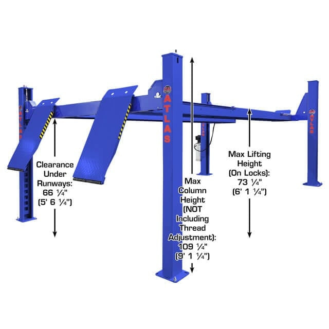 Atlas Platinum PVL14OF-EXT ALI Certified Open Front Alignment 4 Post Lift