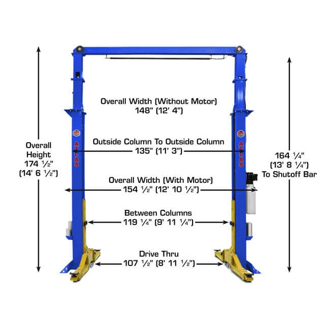 Atlas Platinum PVL15 15,000 lb Heavy Duty 2-Post Lift