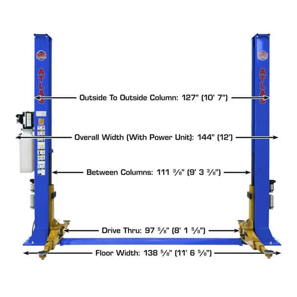 Atlas Platinum PVL9BP ALI Certified 9,000 lb Baseplate 2 Post Lift