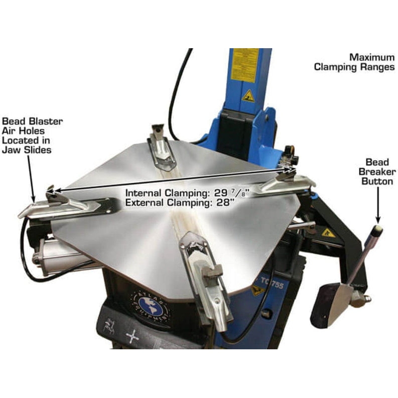 Atlas TC755 Tilt-Back Rim-Clamp Tire Changer w/ Beadblaster
