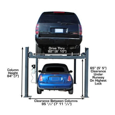 Atlas PREMIUM 408SL 4 Post Lift + RJ35 Sliding Jacks Combo