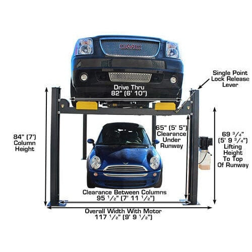 Atlas PREMIUM 408SL 4 Post Lift + RJ35 Sliding Jacks Combo