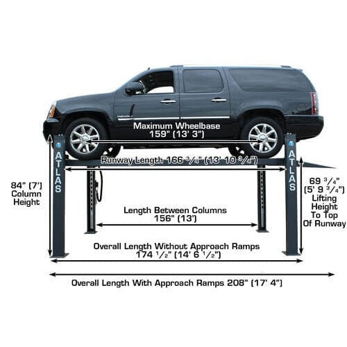 Atlas PREMIUM 408SL 4 Post Lift + RJ35 Sliding Jacks Combo