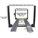 Atlas PREMIUM 408SL 4 Post Lift + RJ35 Sliding Jacks Combo