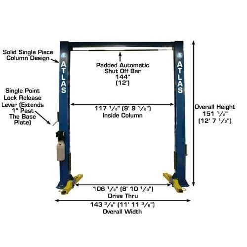 Atlas OHX10000X 10,000 lb Extra Tall 2-Post Lift