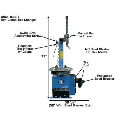 Atlas TC221 Tire Changer + WB11 Motorcyle Wheel Balancer Combo Package