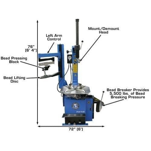 Atlas TC229LH Rim-Clamp Tire Changer w/ Assist Arm