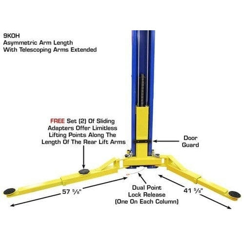 Atlas 9KOHX 9,000 lb Overhead 2-Post Lift