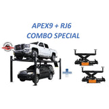 Atlas ALI Certified APEX9 4 Post Lift + RJ6 Rolling Bridge Jacks Combo