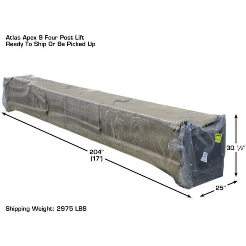 Atlas ALI Certified APEX9 4 Post Lift + RJ6 Rolling Bridge Jacks Combo