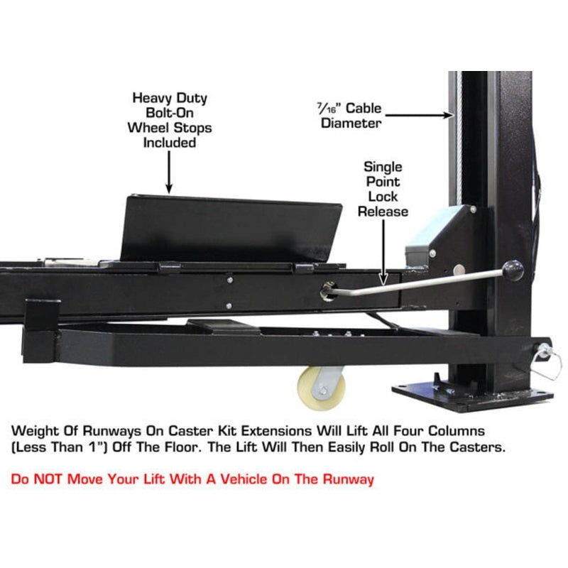 Atlas ALI Certified APEX9 4 Post Lift + RJ6 Rolling Bridge Jacks Combo