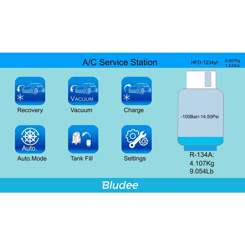 Bludee AC400D Auto Recovery Recycle Recharge Dual Machine for both R134A and R1234yf Refrigerant