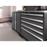 NewAge Pro Series 8 Piece Cabinet Set With Wall, Base, Tool Drawer Cabinet, Lockers and 84 in. Worktop