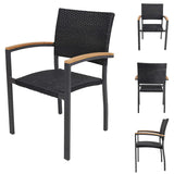 4 Set of Patio Stackable Wicker Dining Chairs with PE Rattan Aluminum Frame for Outdoor, Light Brown