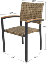 4 Set of Patio Stackable Wicker Dining Chairs with PE Rattan Aluminum Frame for Outdoor, Light Brown