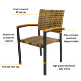 4 Set of Patio Stackable Wicker Dining Chairs with PE Rattan Aluminum Frame for Outdoor, Light Brown