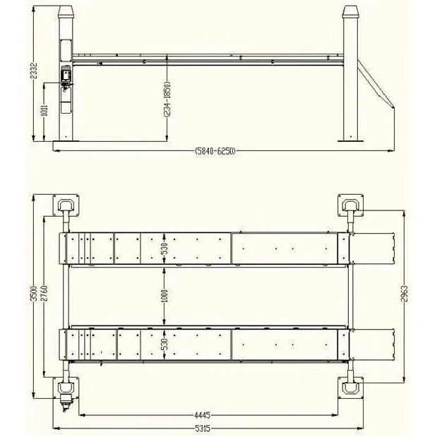 Katool KT-4H150 15,000lbs 4 Post Alignment Lift With Rolling Jack