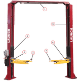 Launch Tech USA TLT240SC 9,000 lb Two Post Clear Floor - Asymmetric - RED