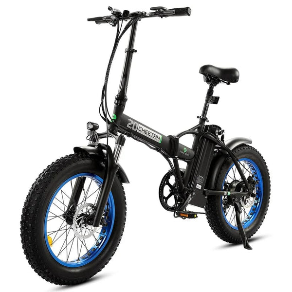 Ecotric 48V Fat Tire Portable and Folding Electric Bike with LCD Display - Black and Blue