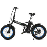 Ecotric 48V Fat Tire Portable and Folding Electric Bike with LCD Display - Black and Blue