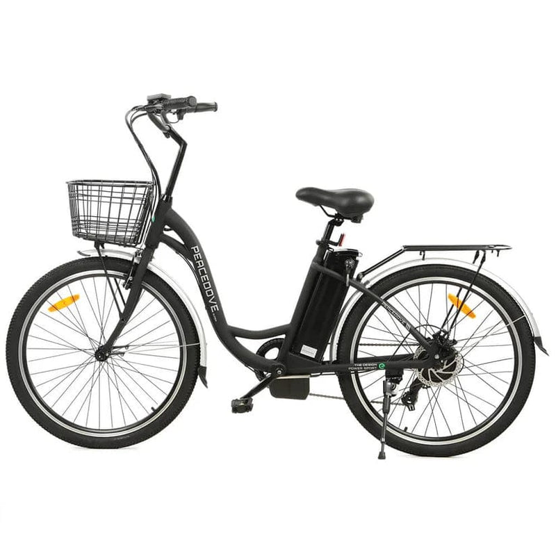 Ecotric 26inch Peacedove Electric City Bike with Basket and Rear Rack