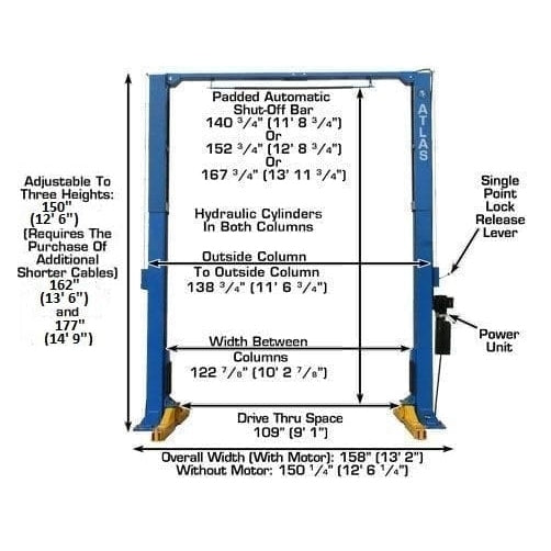 Atlas PV15PX 15,000 lb Overhead 2-Post Lift