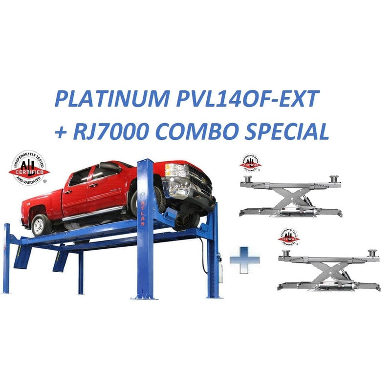 Atlas Platinum PVL14OF-EXT 4 Post Lift + RJ7000 ALI Certified Combo