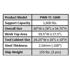 iDEAL PWB-TC-1600 Premium Work Bench & Tool Cabinet - 1,600 lbs. Cap.(XH-WB-I)